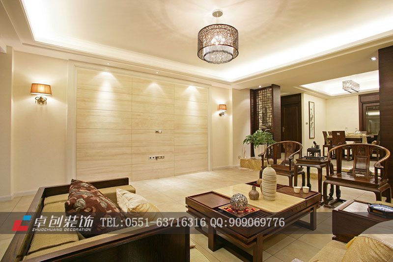 保利拉菲公館103㎡--中式風(fēng)格裝修設(shè)計(jì)餐廳效果圖，合肥裝修公司，合肥裝飾公司